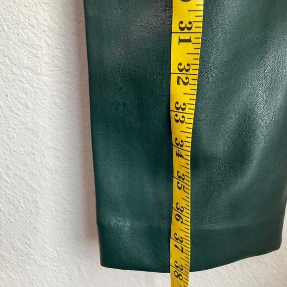 Ann Taylor Sz Medium Pants Emerald Green Faux Leather Pull-On - Picture 3 of 15